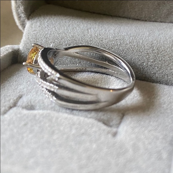 Certified, 1ct Yellow Moissanite Diamond Twisted ring main image 3